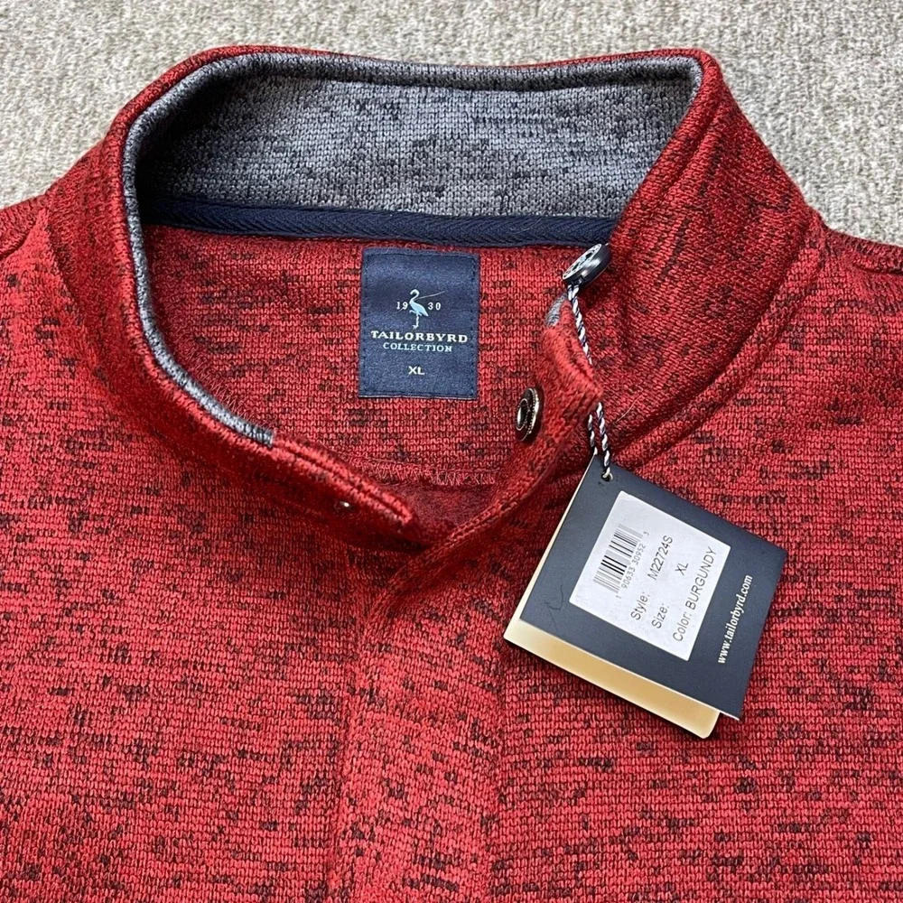 Tailorbyrd‎ Collection Mens Red Heathered 1/4 Zip Pullover Sweater XL NWT